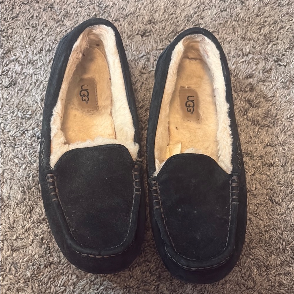 UGG Black Suede Slip-On Loafers